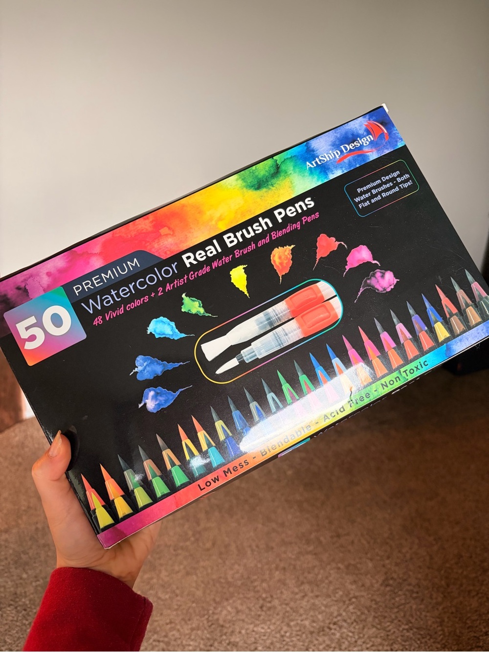50-Piece Premium Watercolor Real Brush Pens - Multicolor